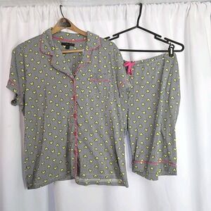 Disney Luxe Collection 2 Piece Shorts PJ's Sz XXL Black Yellow Mickey